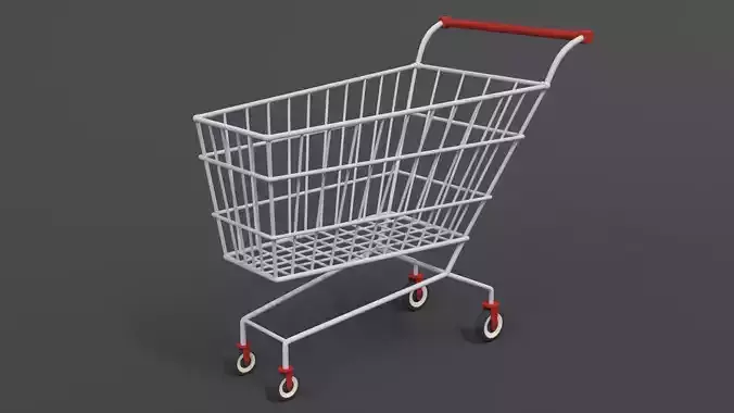 Low Poly Cartoon Super Market Cart