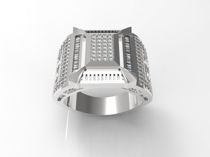 095 - Big Gents Diamond Ring with Baguette 3D print model_6