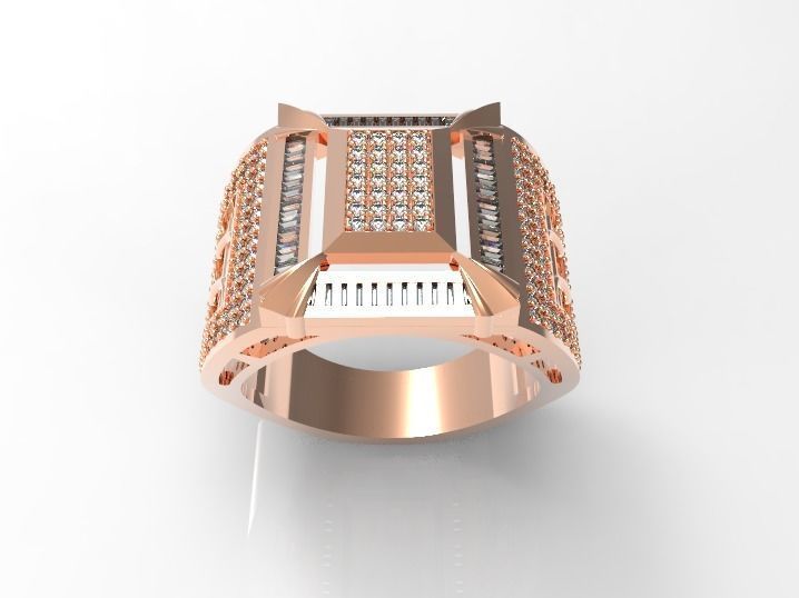 095 - Big Gents Diamond Ring with Baguette 3D print model_4
