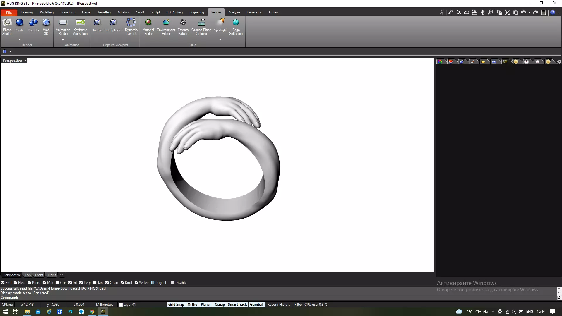 Hand ring 3D print model_0