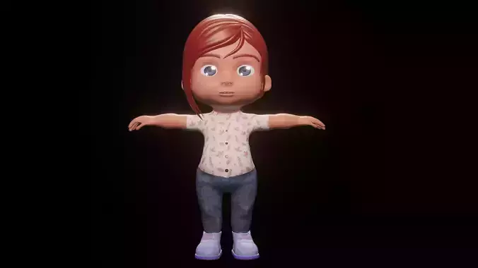 3D model Cartoon Girl Child