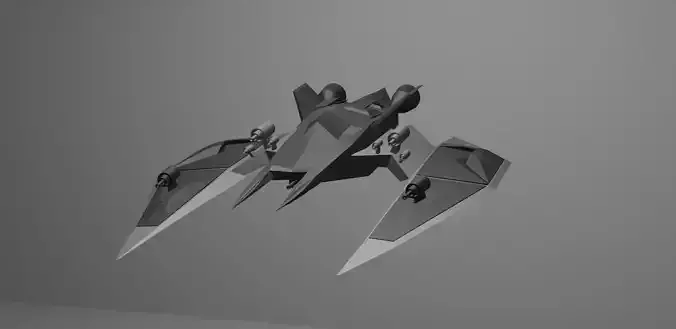 Glider spaceship with two blades Low-poly 3D model