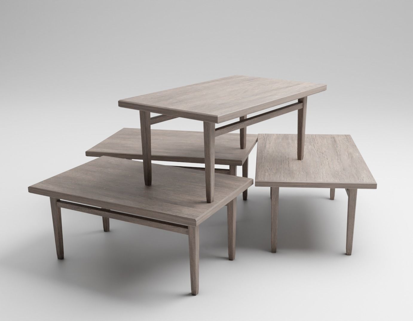 Low-Poly Table dining with wooden top Low-poly 3D model_4
