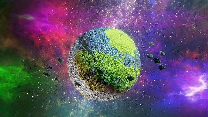 High Quality Planet with 360 animation Low-poly 3D model