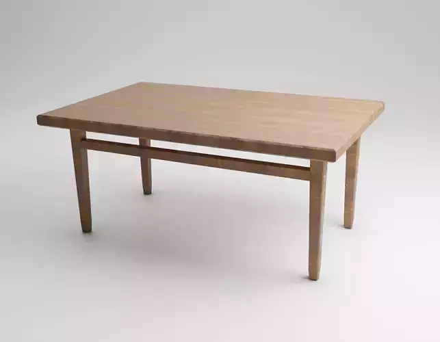 Low-Poly Table dining with wooden top