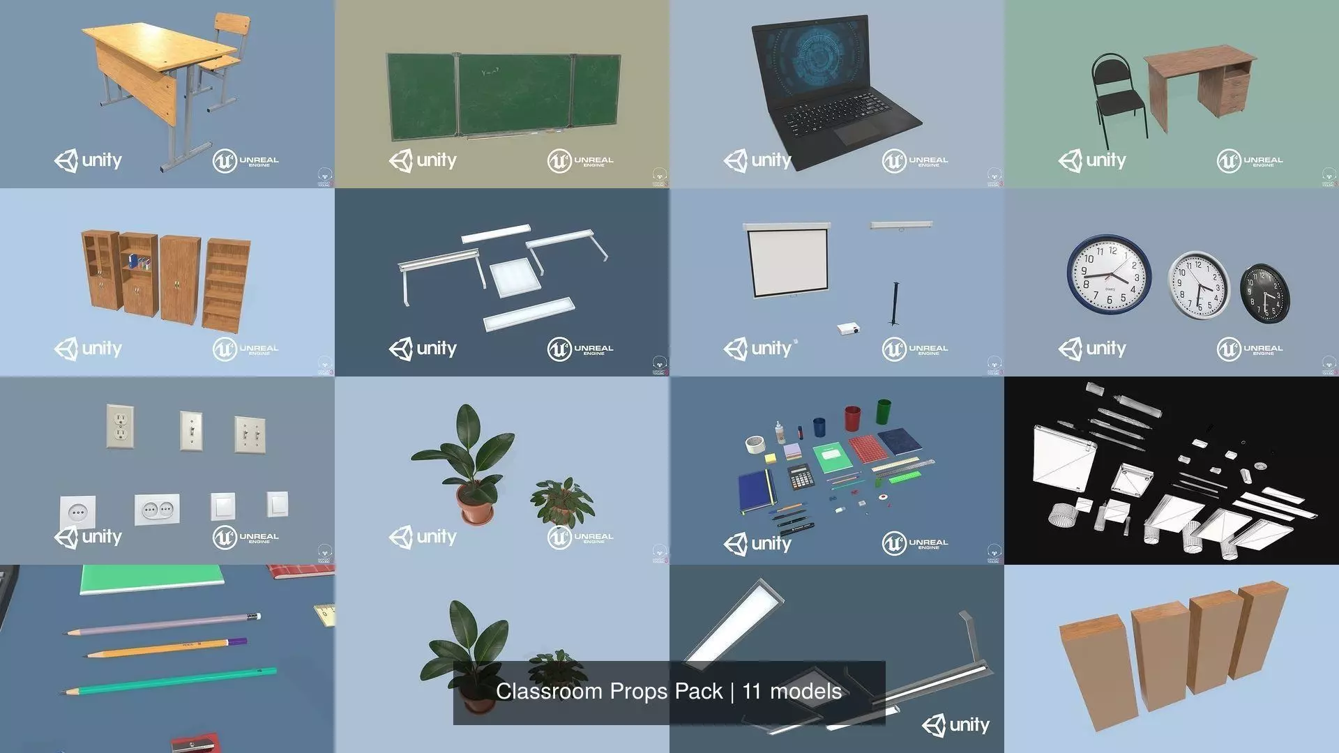 Classroom Props Pack 3D Model Collection_0