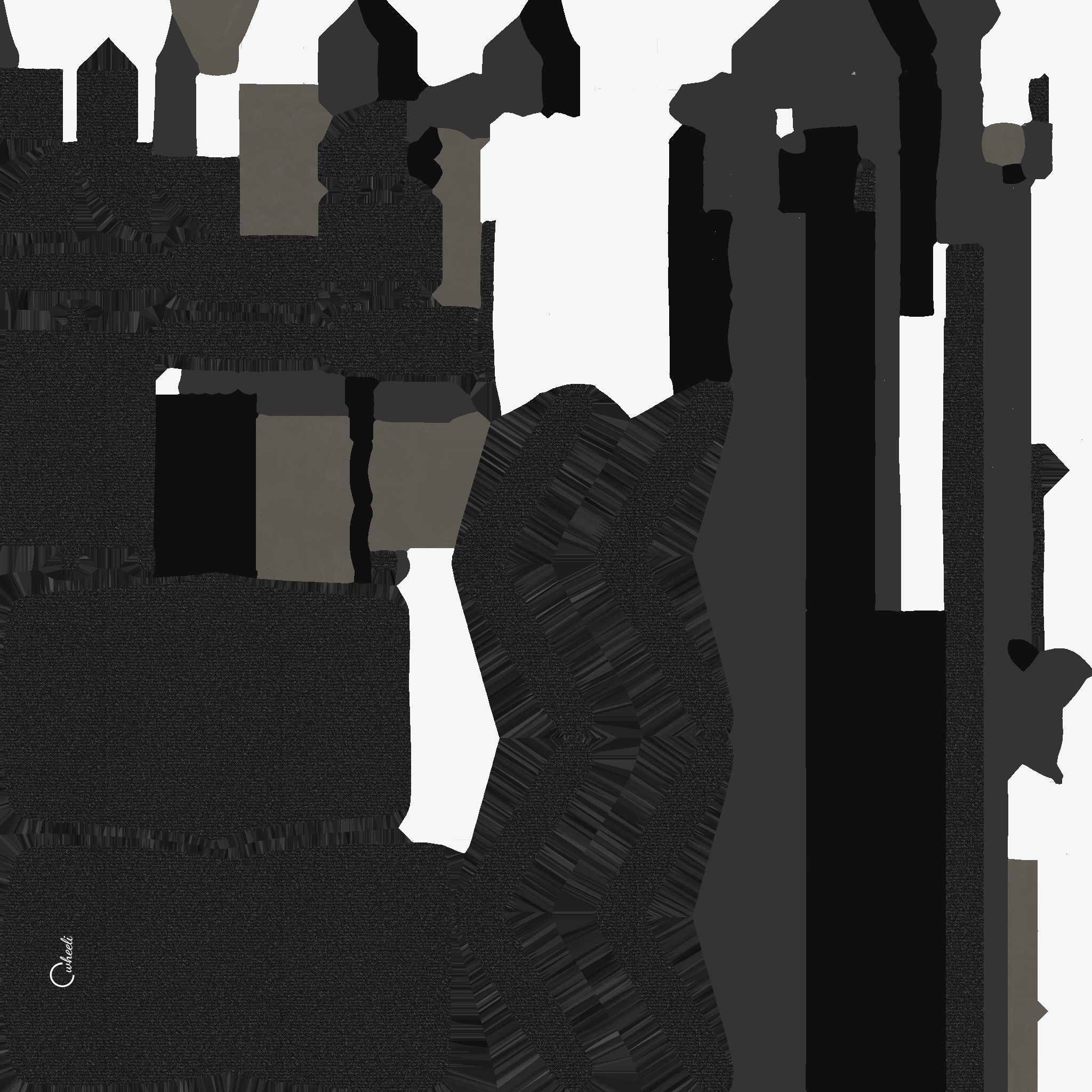 Wheelchair 08 Black - Character Design Accessory Inclusive Low-poly 3D model_16