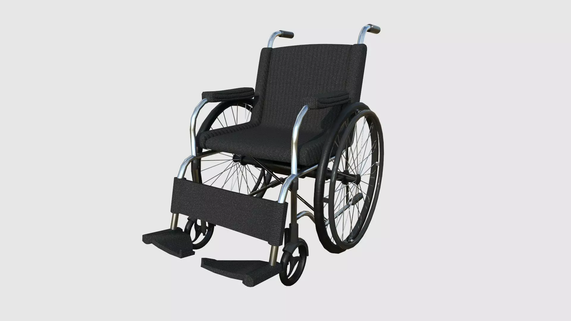 Wheelchair 08 Black - Character Design Accessory Inclusive Low-poly 3D model_0