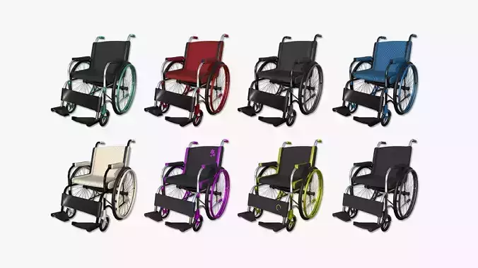 08 Wheelchairs Colors - Character Design Accessory Inclusive 3D Model Collection