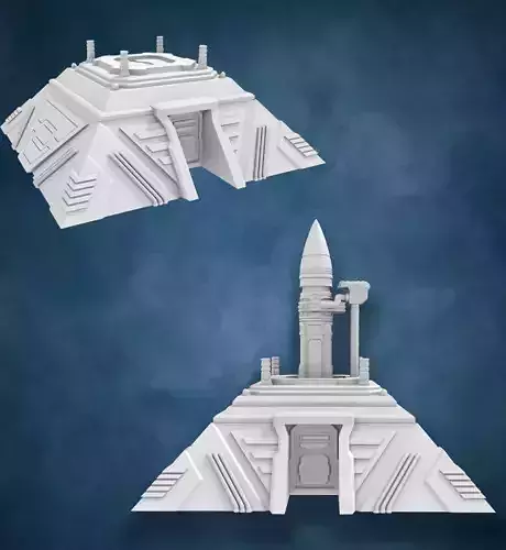 PACK MISSILE STATION - TWO BUILDINGS 3D print model