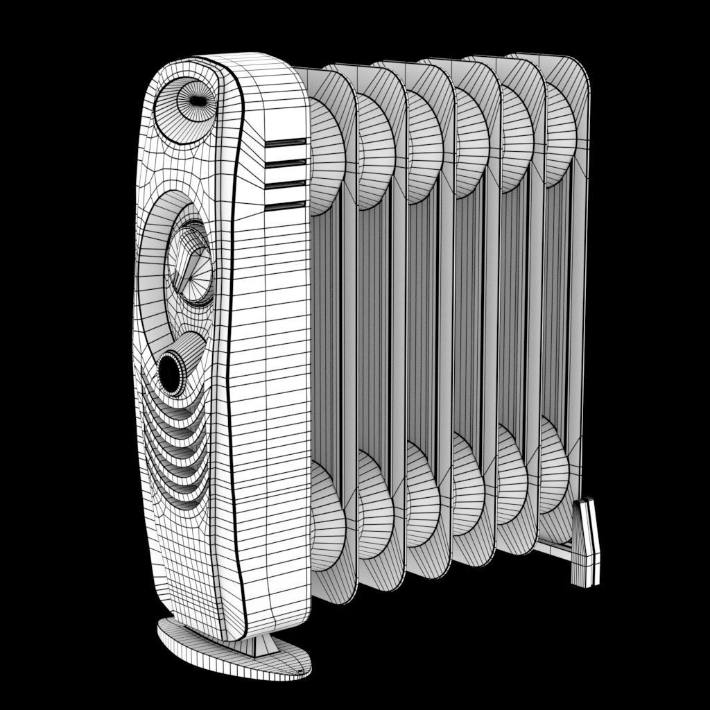 electric heater radiator  Low-poly 3D model_2