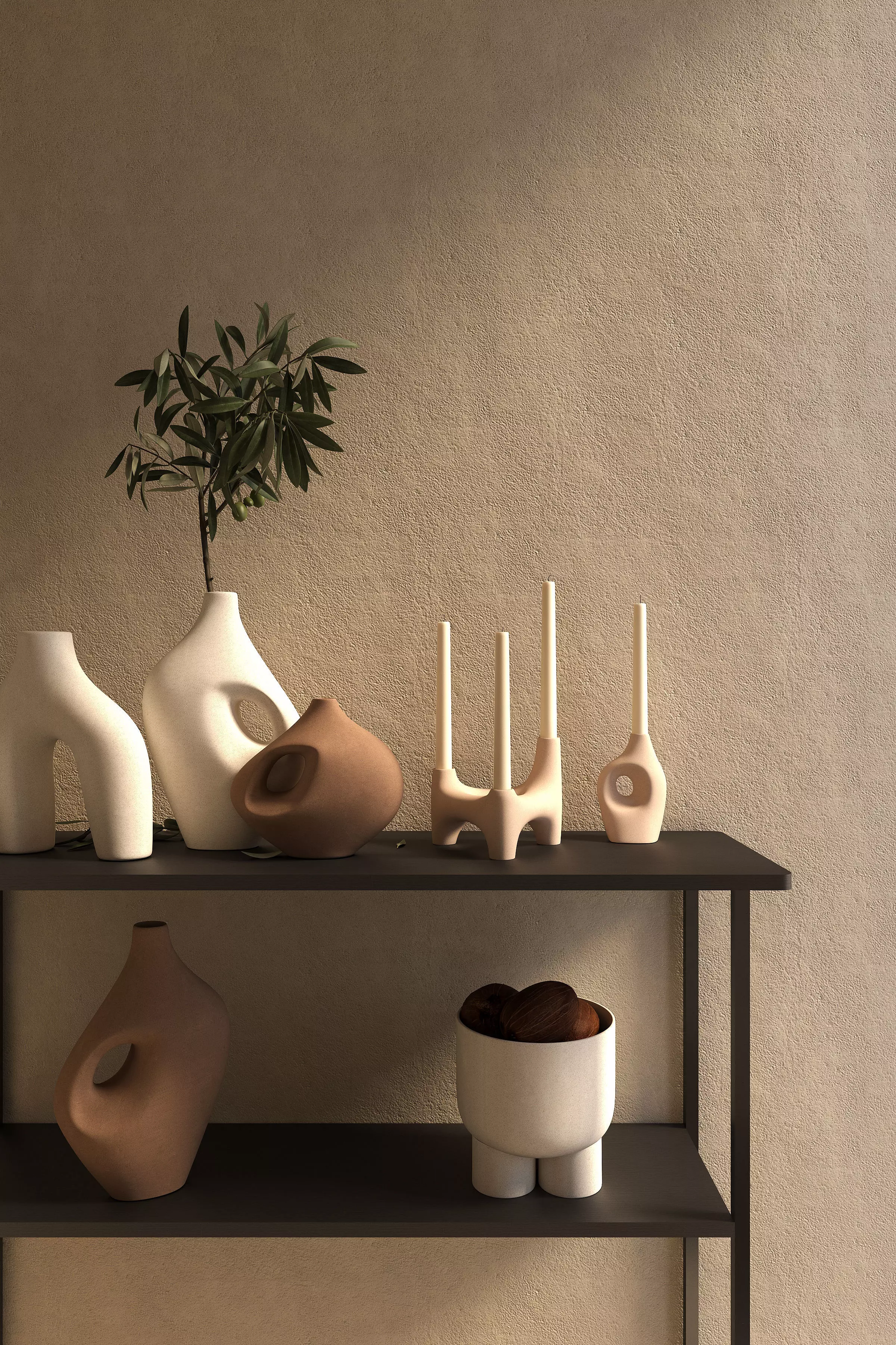 HM Stoneware Vase 1 - Light Beige - Decorative Vase 3D model