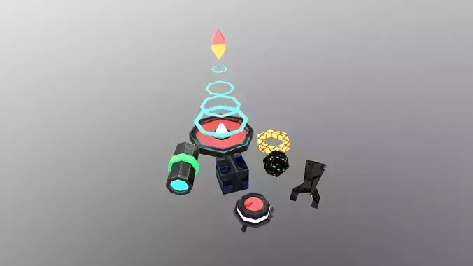 Low Poly Sci-Fi Items Free low-poly 3D model