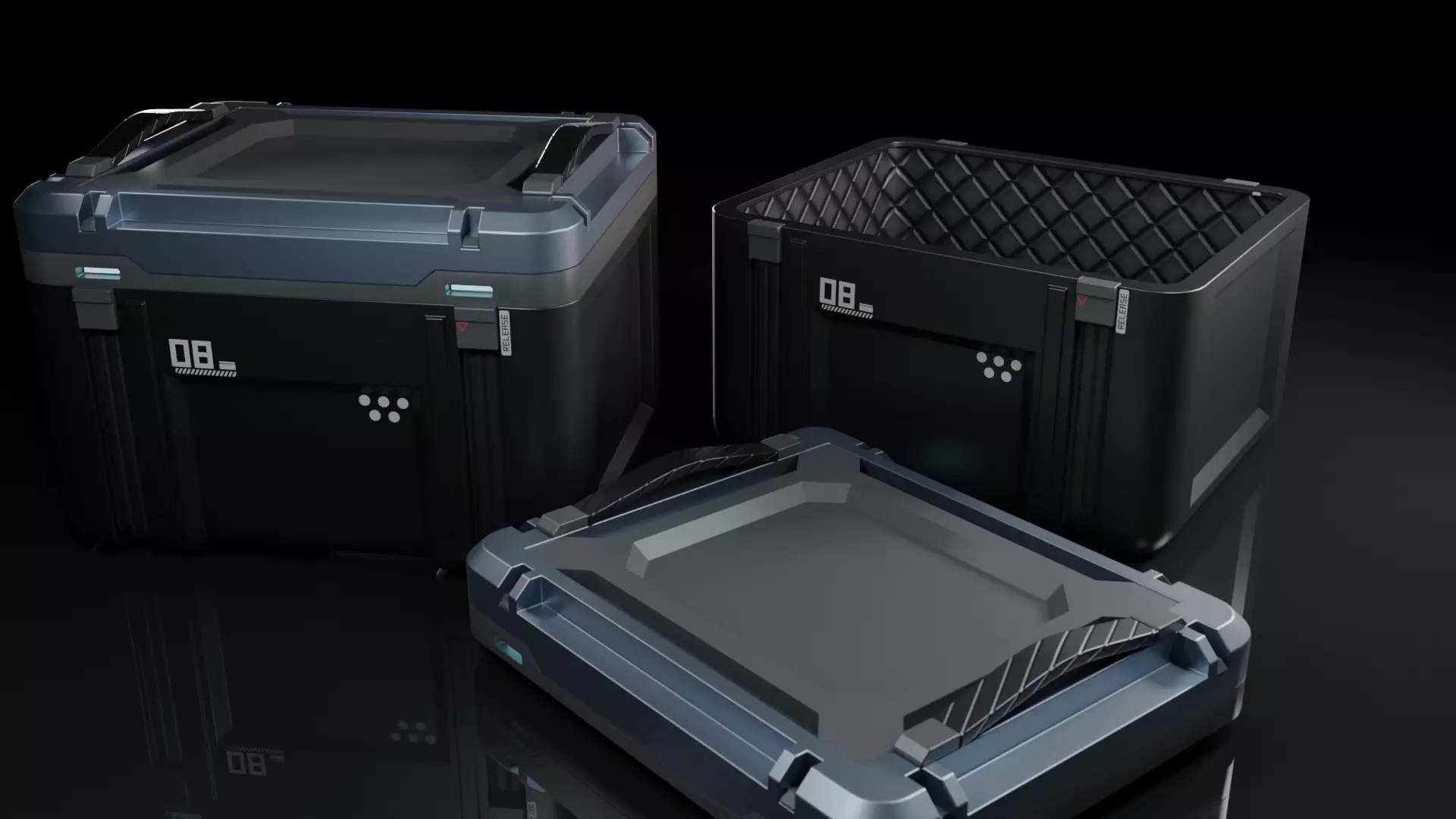 Crate 3d storage case with two compartments 3D model_0