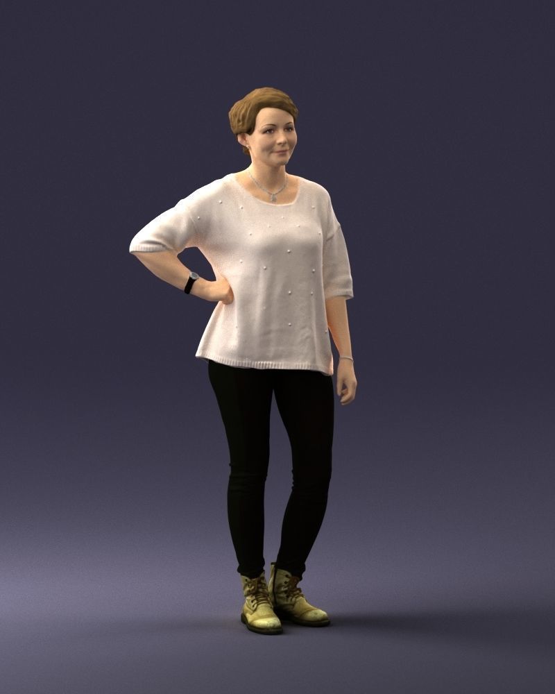 000372 Woman in Casual Outfit Low-poly 3D model_7