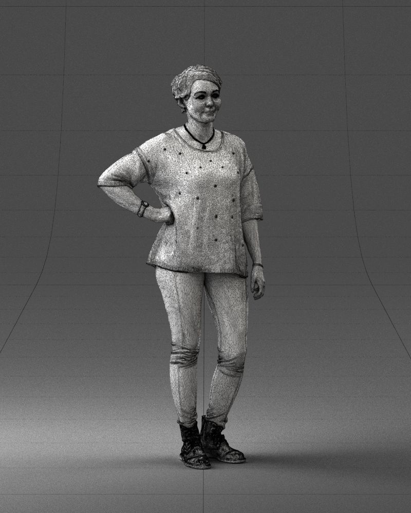 000372 Woman in Casual Outfit Low-poly 3D model_9
