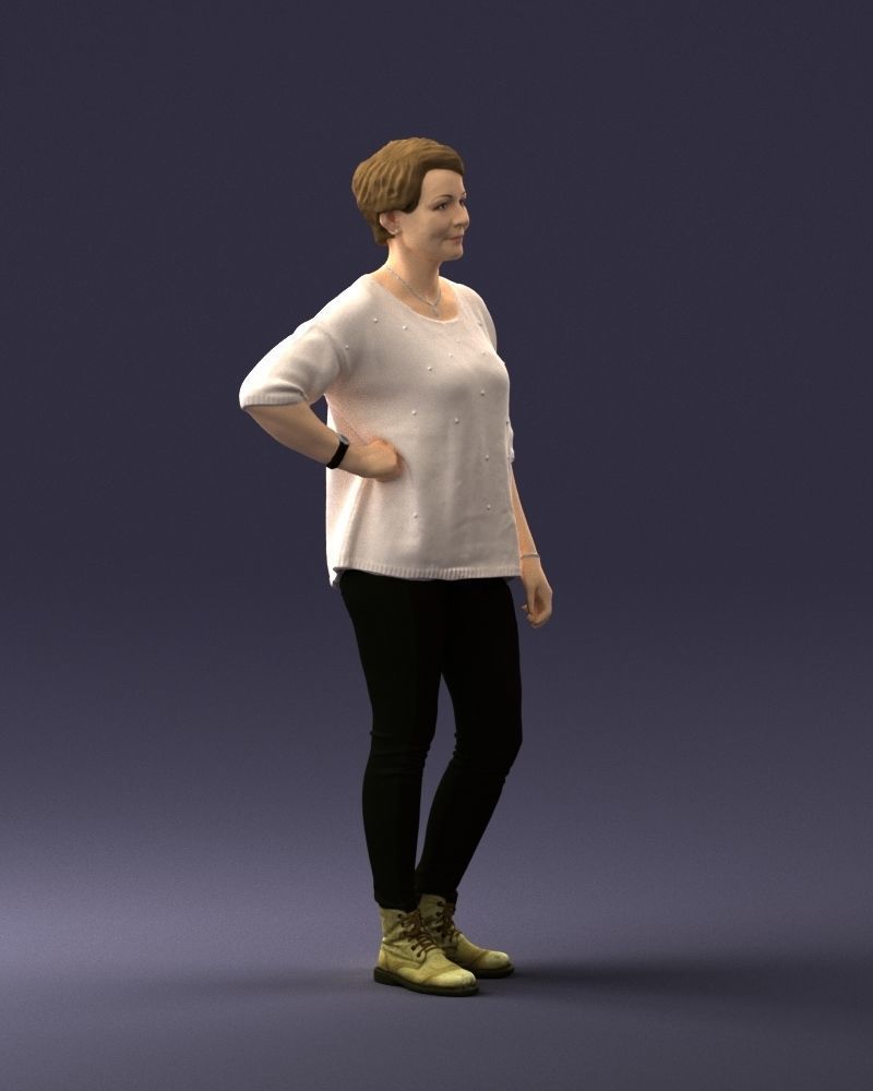 000372 Woman in Casual Outfit Low-poly 3D model_10
