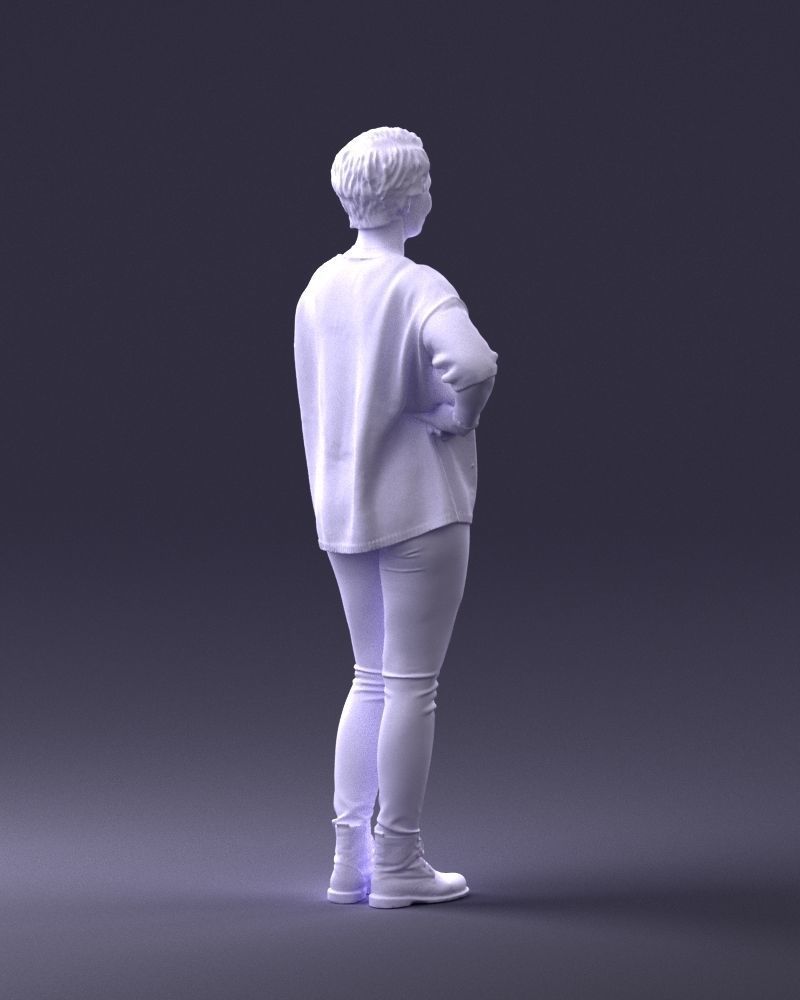 000372 Woman in Casual Outfit Low-poly 3D model_17