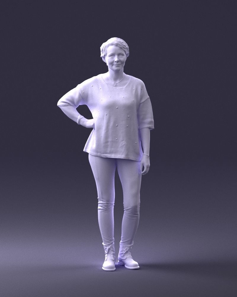 000372 Woman in Casual Outfit Low-poly 3D model_5