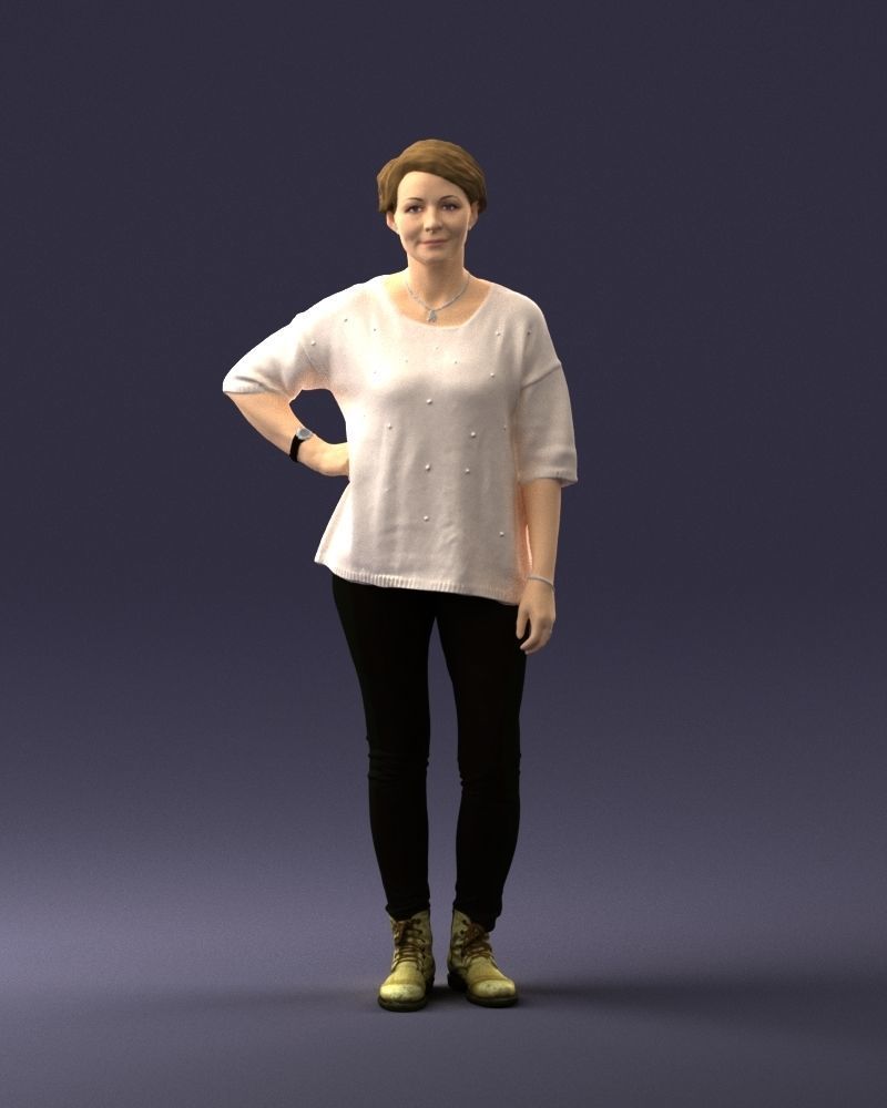 000372 Woman in Casual Outfit Low-poly 3D model_37