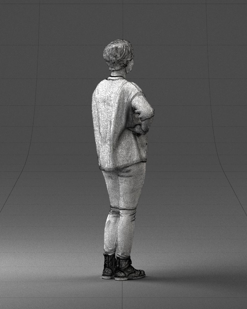 000372 Woman in Casual Outfit Low-poly 3D model_18