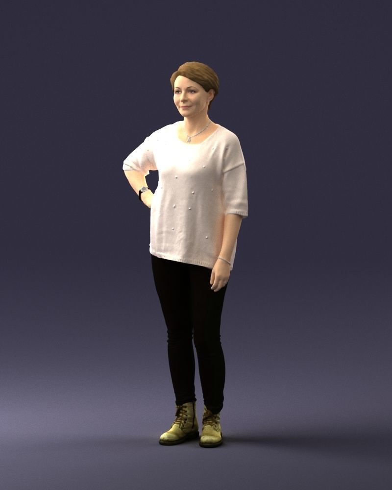 000372 Woman in Casual Outfit Low-poly 3D model_31