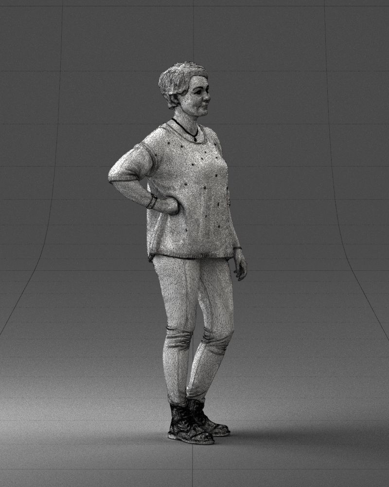 000372 Woman in Casual Outfit Low-poly 3D model_12
