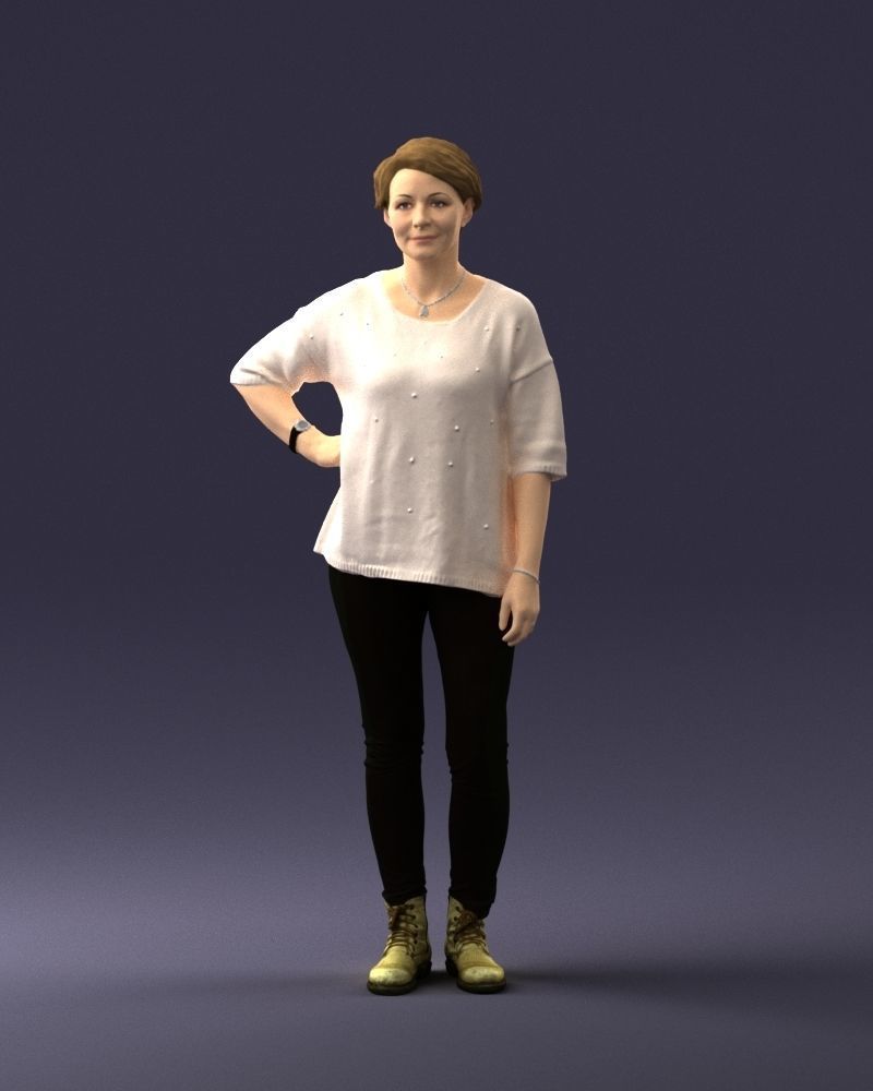 000372 Woman in Casual Outfit Low-poly 3D model_34