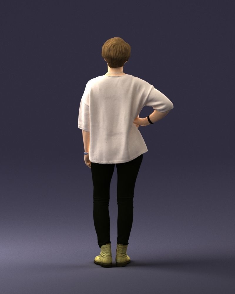 000372 Woman in Casual Outfit Low-poly 3D model_19