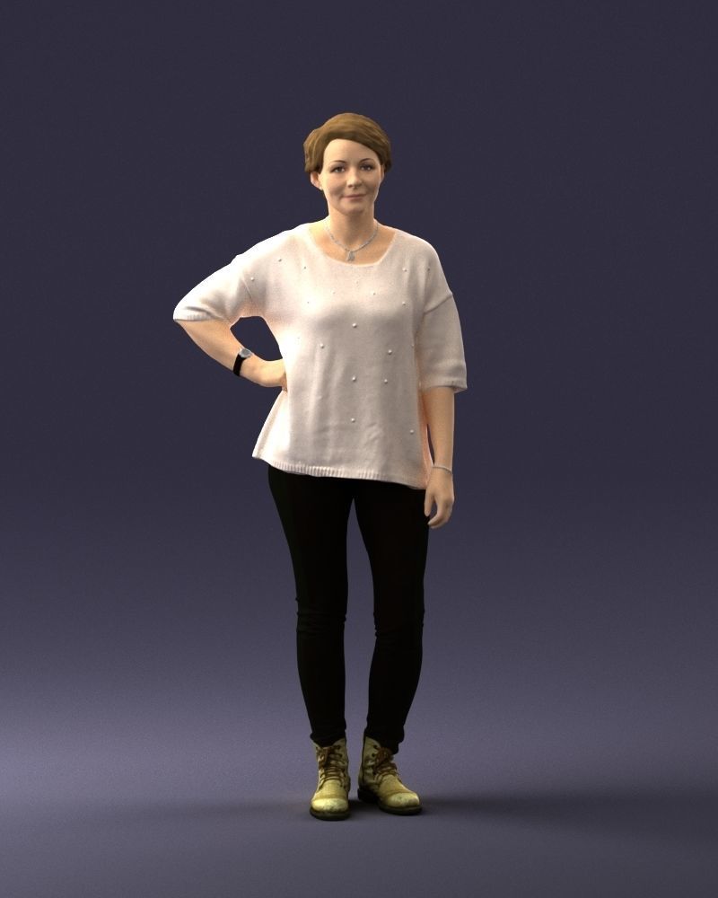 000372 Woman in Casual Outfit Low-poly 3D model_4