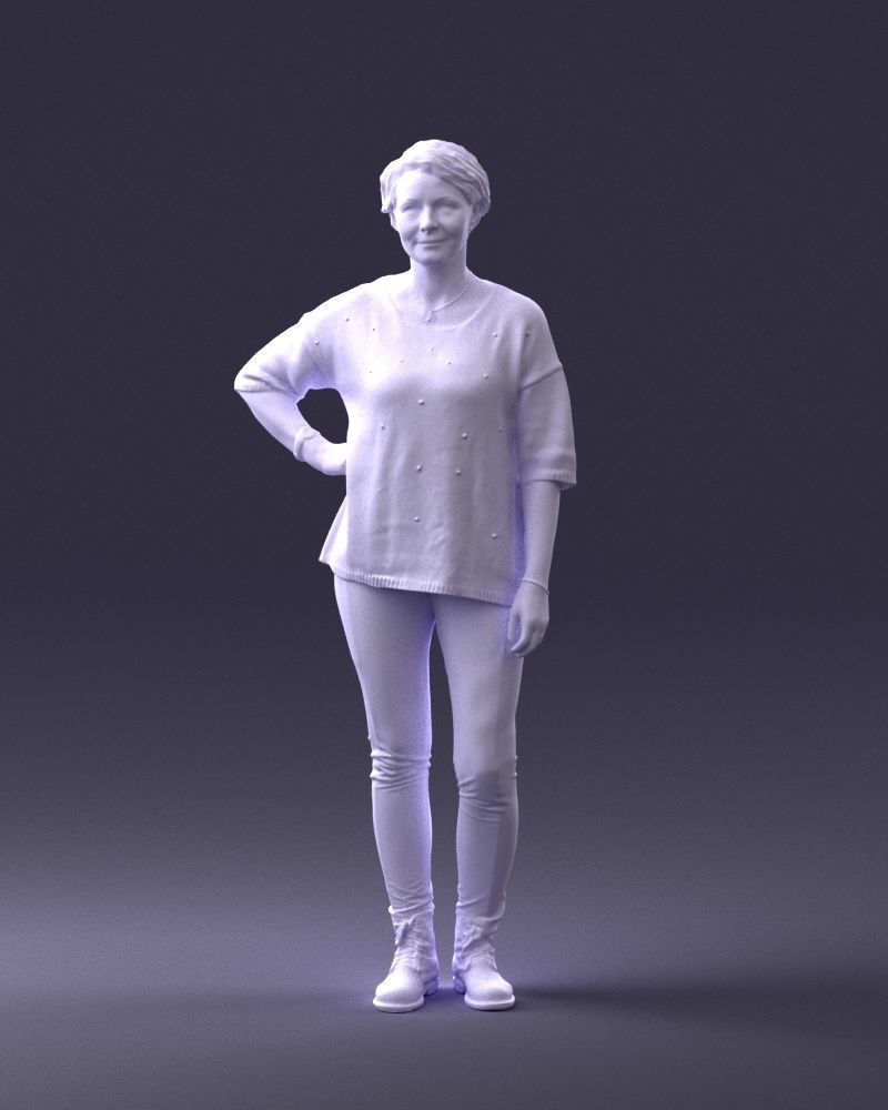 000372 Woman in Casual Outfit Low-poly 3D model_35