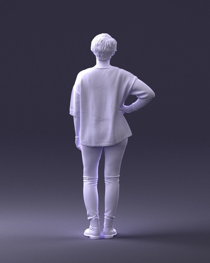 000372 Woman in Casual Outfit Low-poly 3D model_20