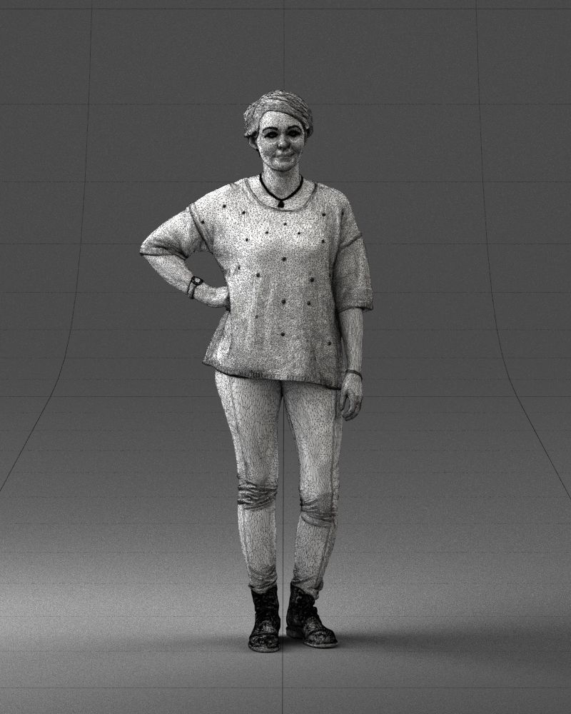 000372 Woman in Casual Outfit Low-poly 3D model_6