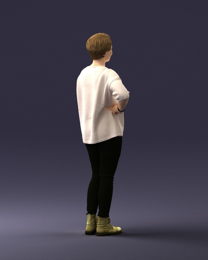 000372 Woman in Casual Outfit Low-poly 3D model_16