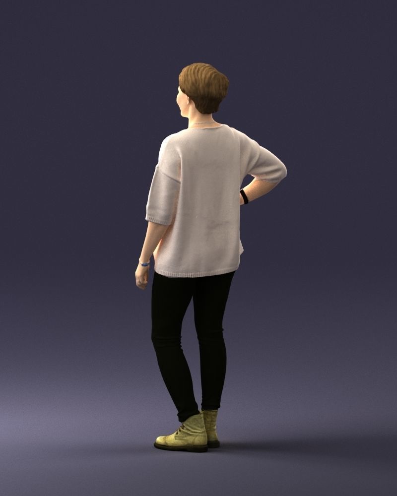 000372 Woman in Casual Outfit Low-poly 3D model_22