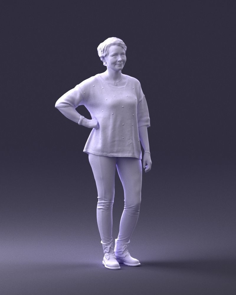 000372 Woman in Casual Outfit Low-poly 3D model_8