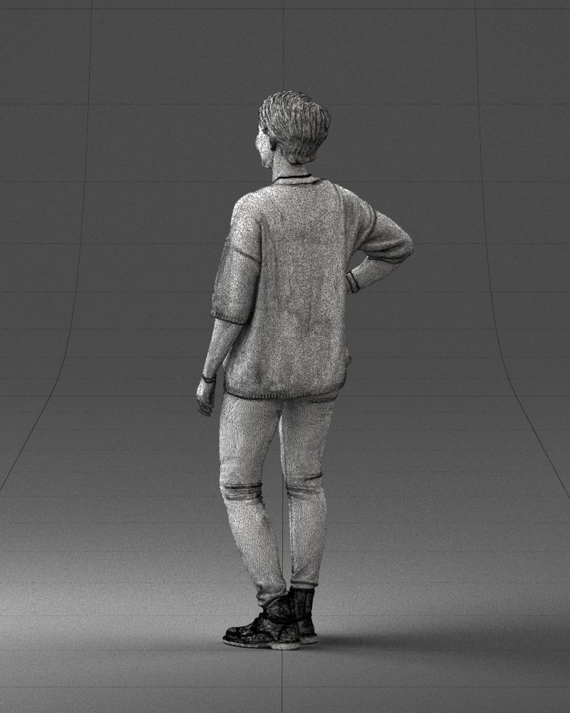 000372 Woman in Casual Outfit Low-poly 3D model_24