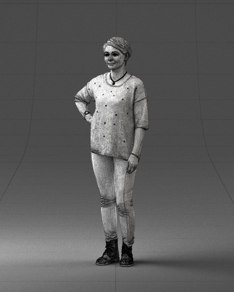 000372 Woman in Casual Outfit Low-poly 3D model_33