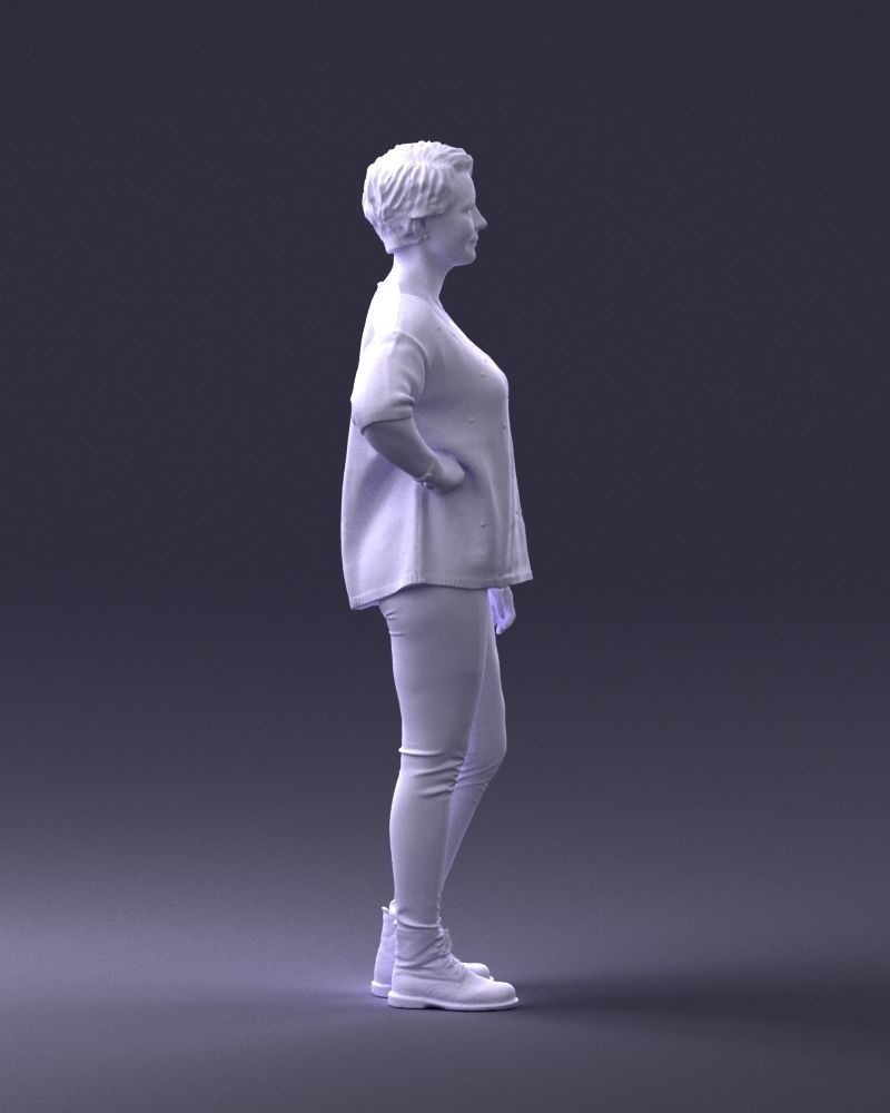 000372 Woman in Casual Outfit Low-poly 3D model_14
