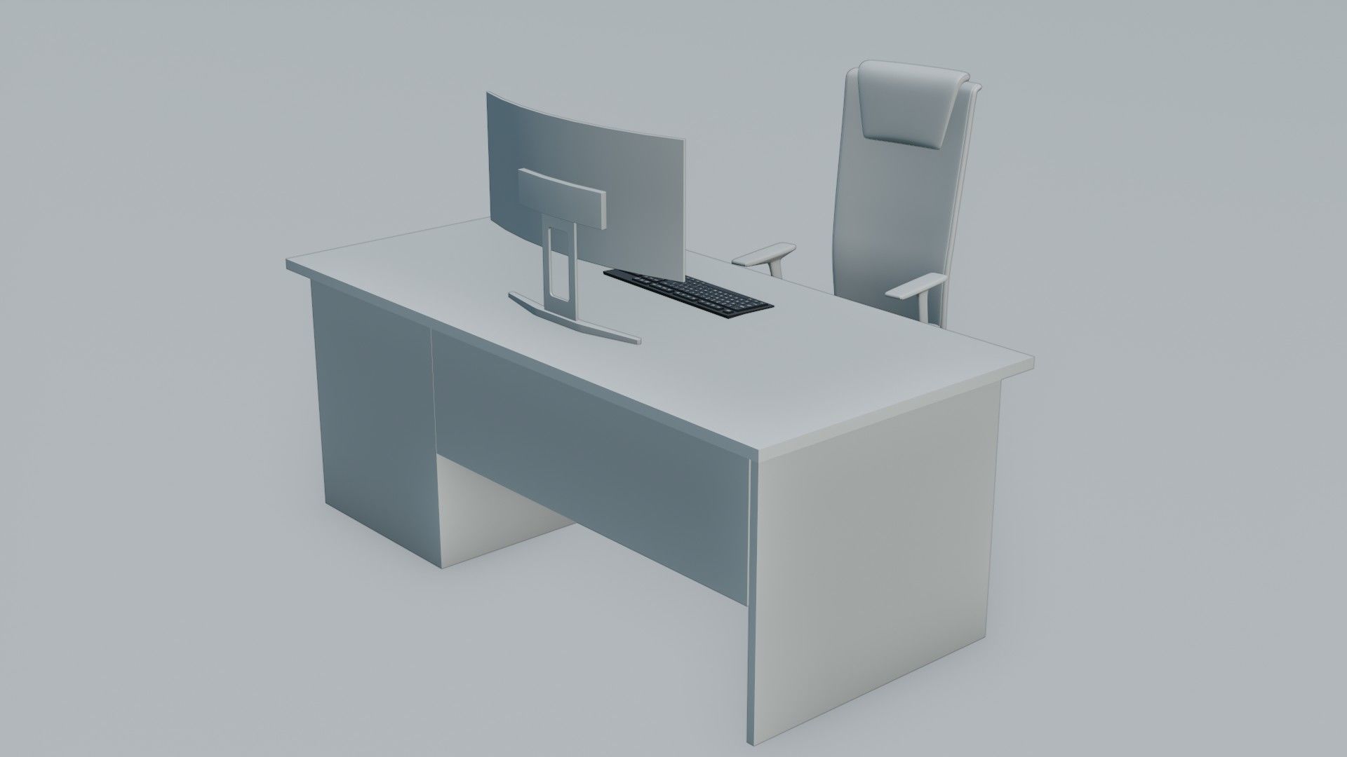 set desk and computer Low-poly 3D model_9