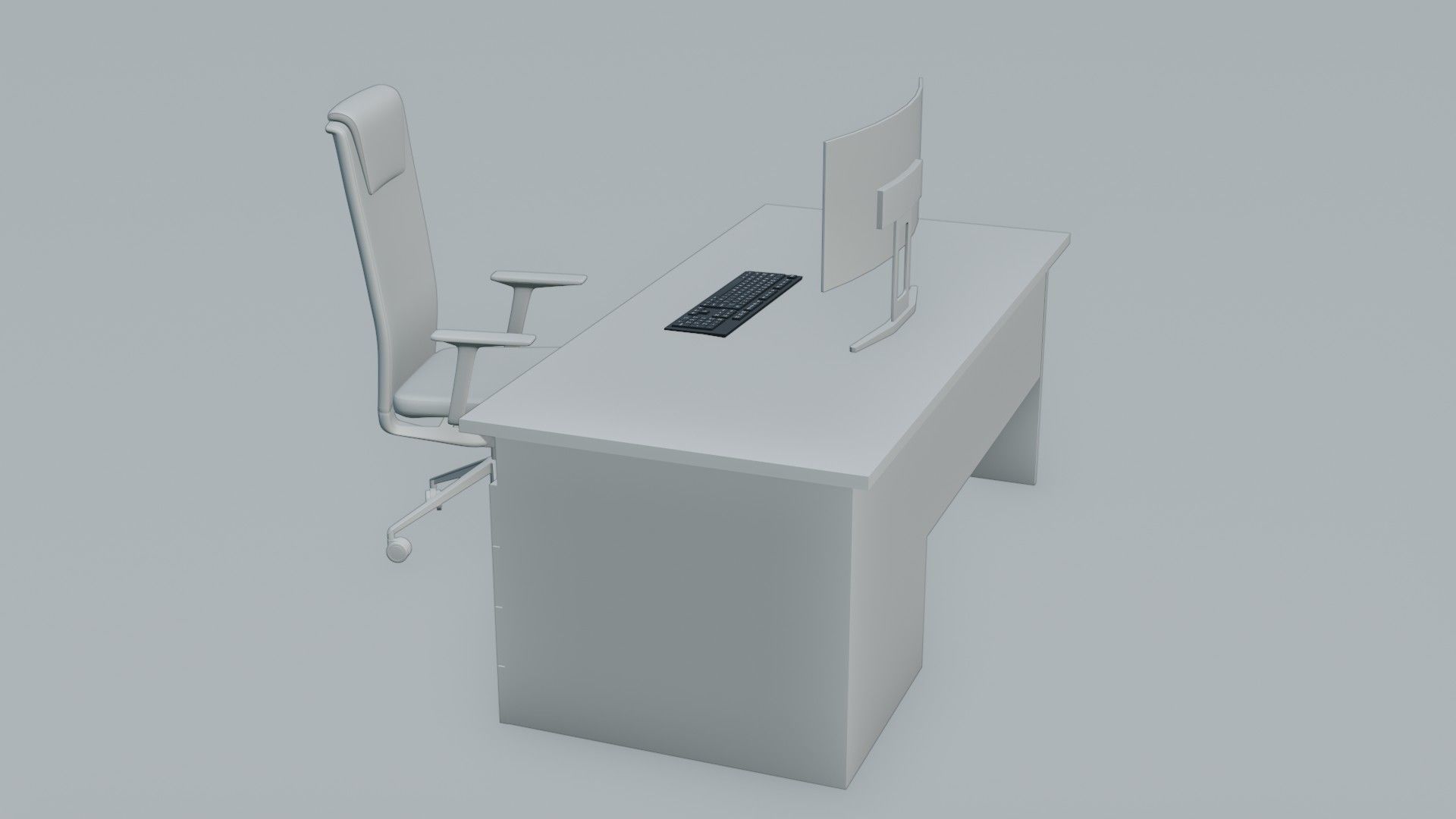 set desk and computer Low-poly 3D model_10