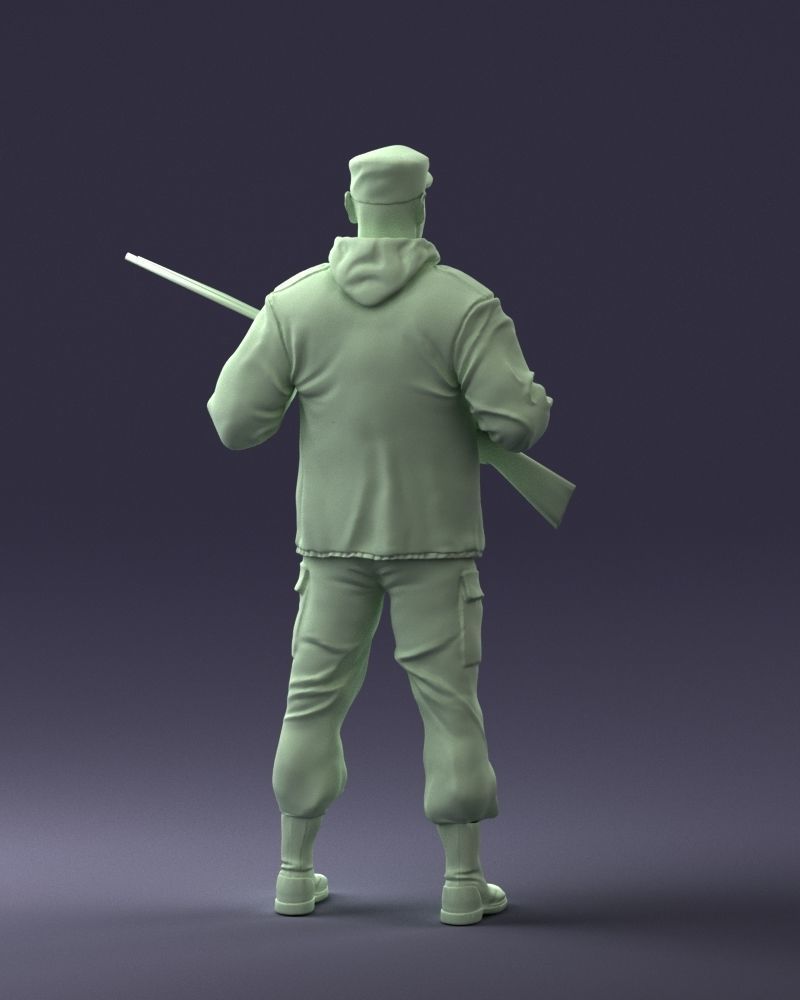 000255 Hunter in Camouflage with Rifle 0226 3D model_11