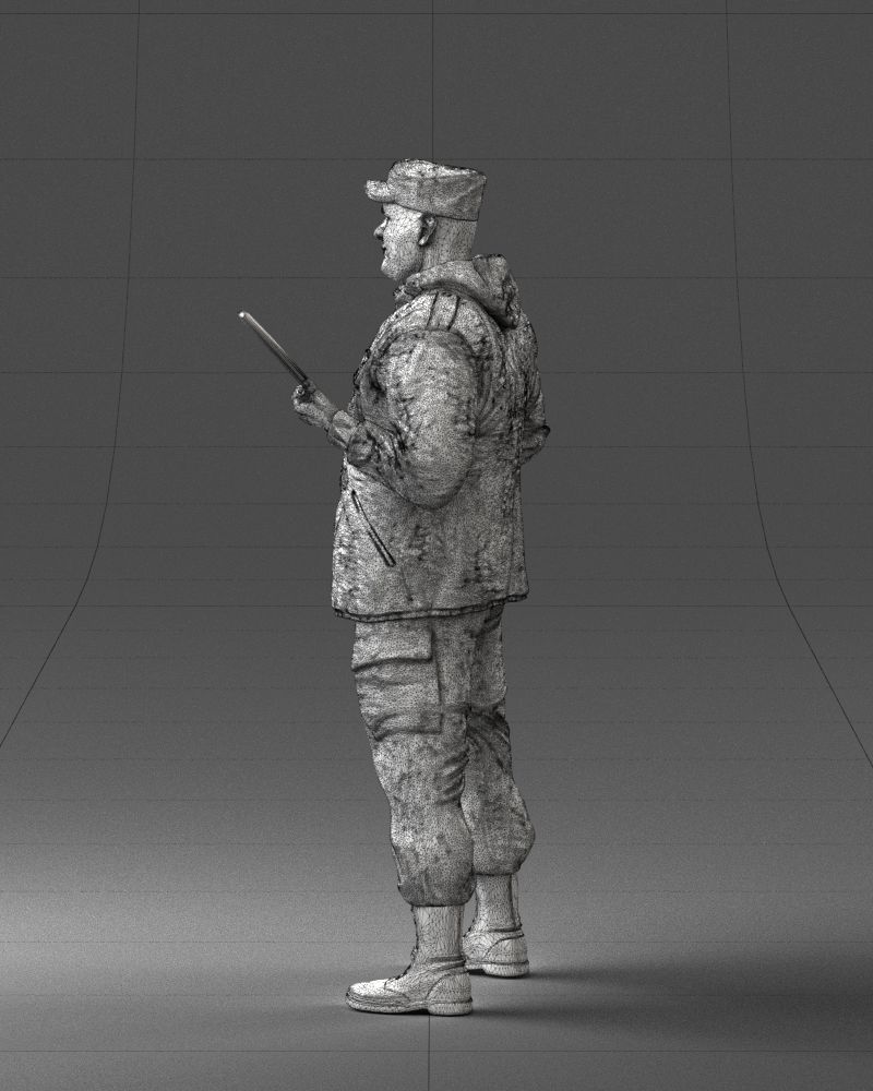 000255 Hunter in Camouflage with Rifle 0226 3D model_15