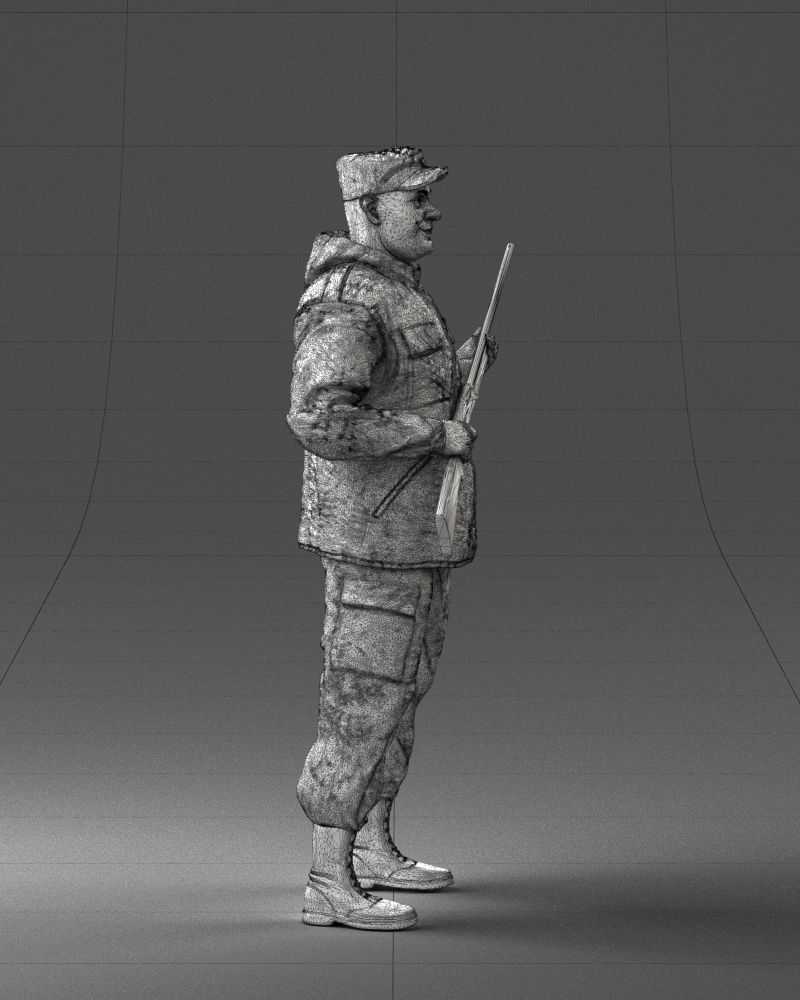 000255 Hunter in Camouflage with Rifle 0226 3D model_9