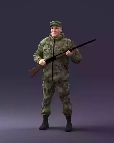 000255 Hunter in Camouflage with Rifle 0226