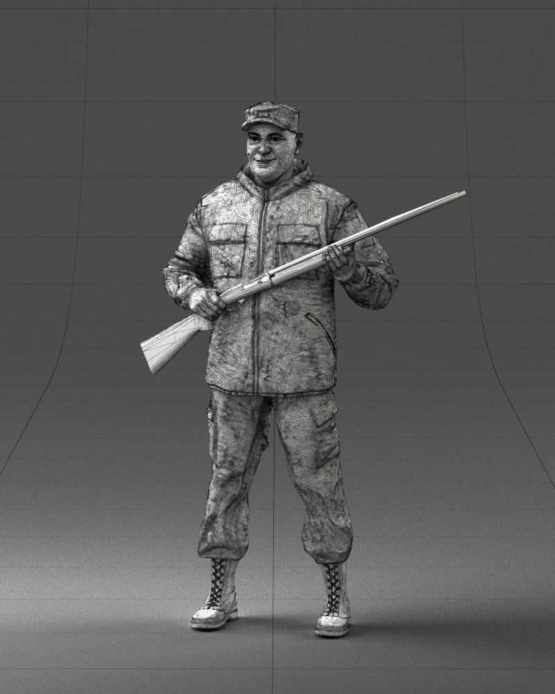 000255 Hunter in Camouflage with Rifle 0226 3D model_21