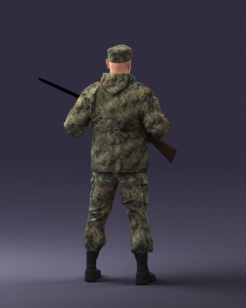 000255 Hunter in Camouflage with Rifle 0226 3D model_10