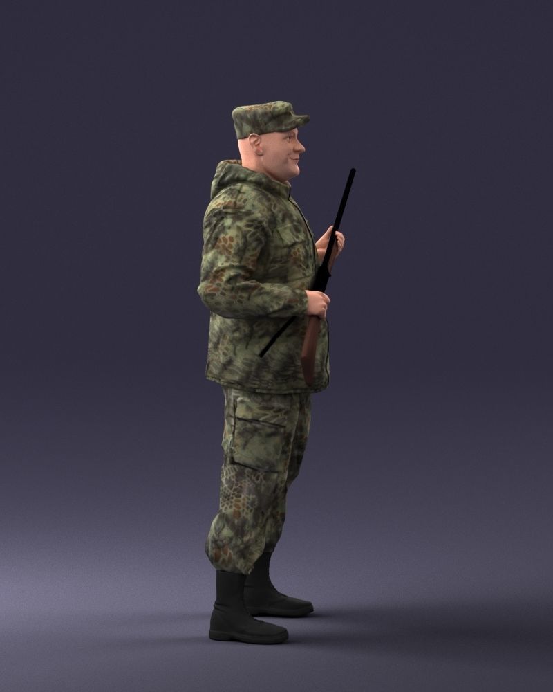 000255 Hunter in Camouflage with Rifle 0226 3D model_7