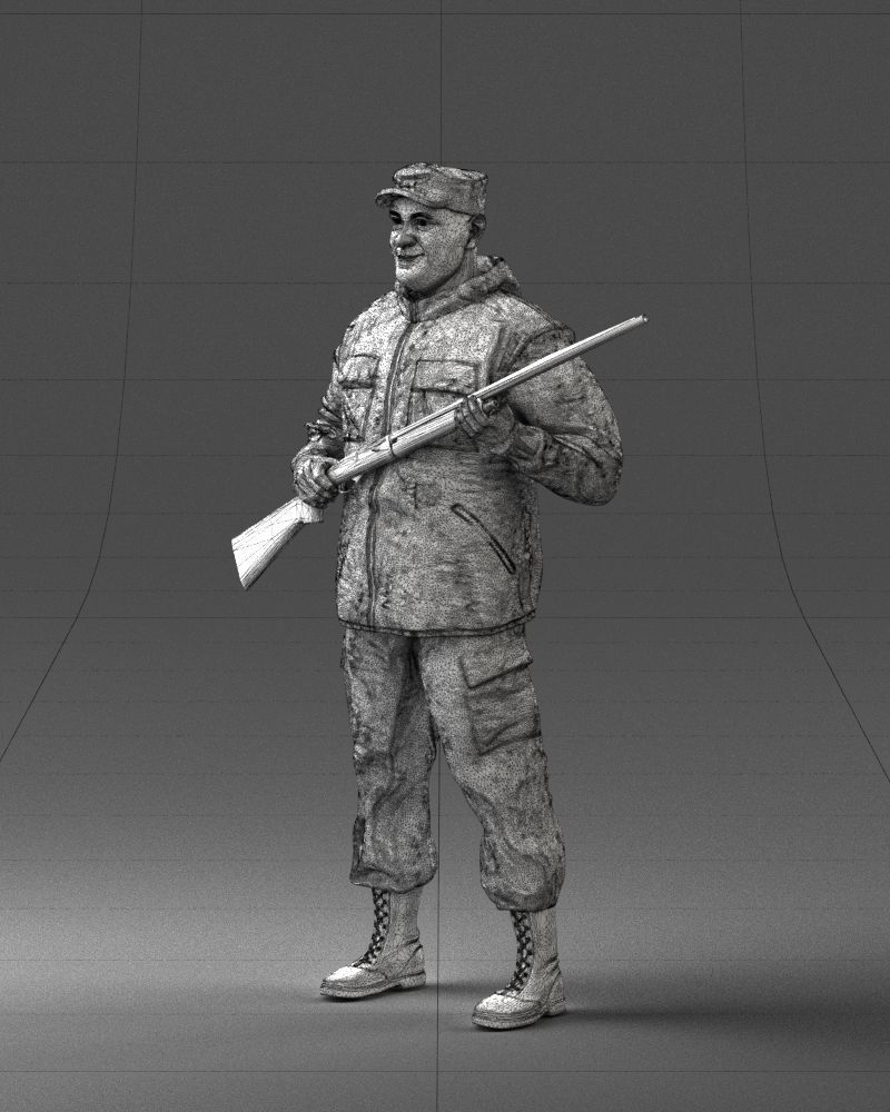000255 Hunter in Camouflage with Rifle 0226 3D model_18