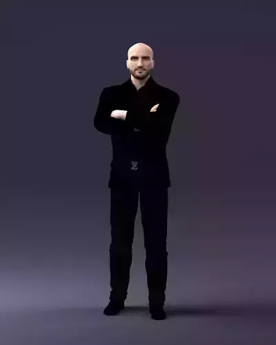 000223 Bald Male Character in Black Suit 1121